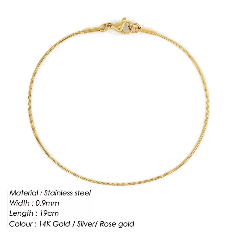 Colette | Minimalistisches Rosévergoldetes Schlangen-Kettenarmband
