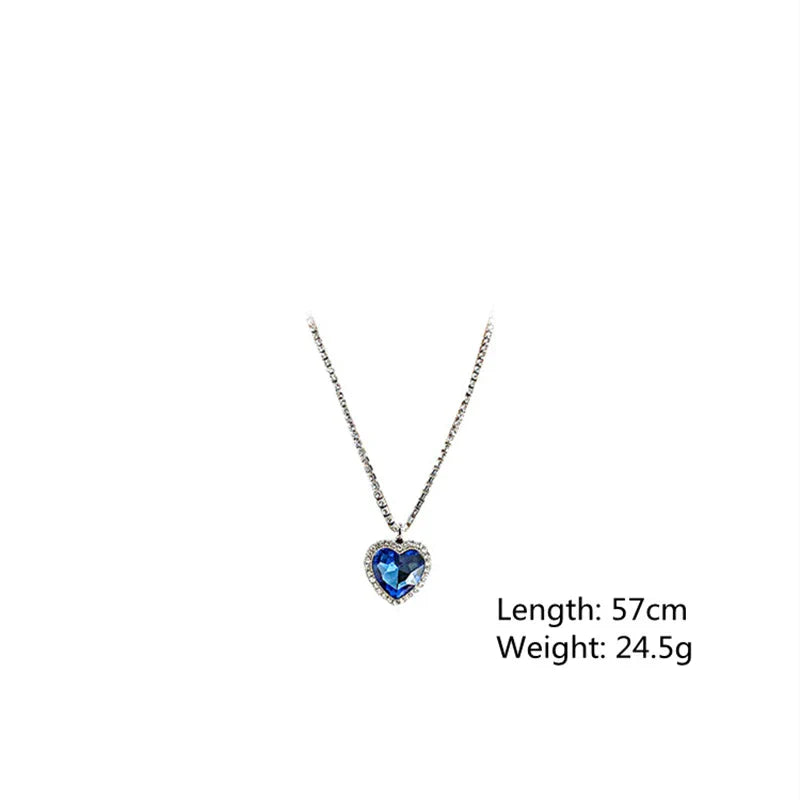Juliette | Damen Blauem Kristall Herz Halskette in Sterling Silber