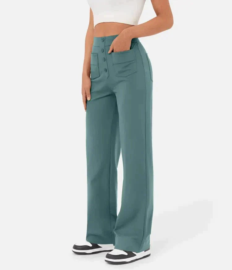 Arlène | Hoch Taillierte Elastisch Lässig Hose für Damen