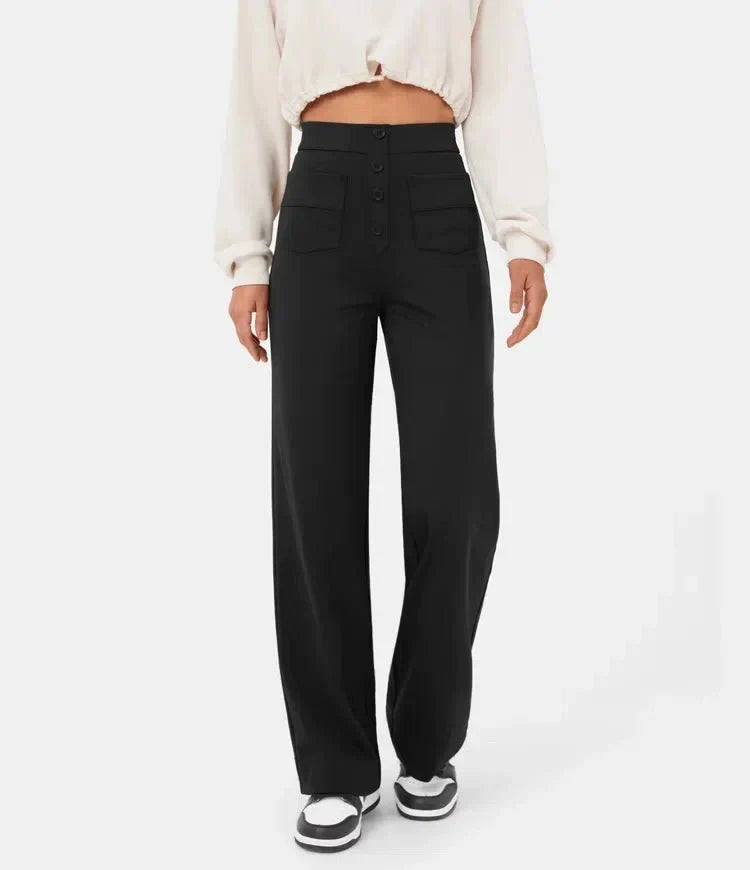 Arlène | Hoch Taillierte Elastisch Lässig Hose für Damen