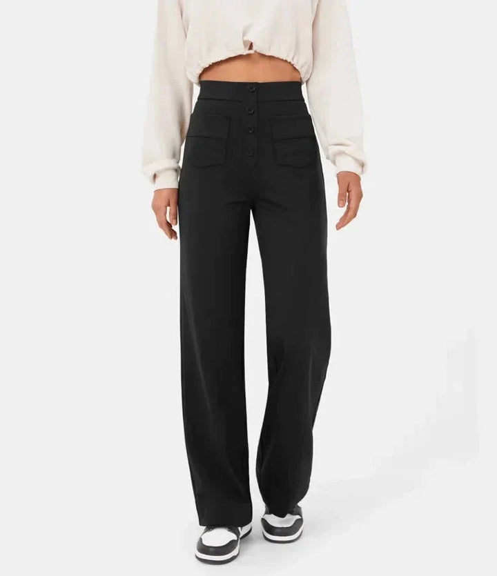 Arlène | Hoch Taillierte Elastisch Lässig Hose für Damen