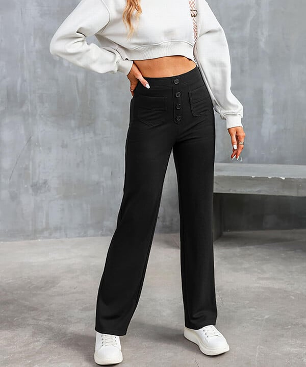 Arlène | Hoch Taillierte Elastisch Lässig Hose für Damen