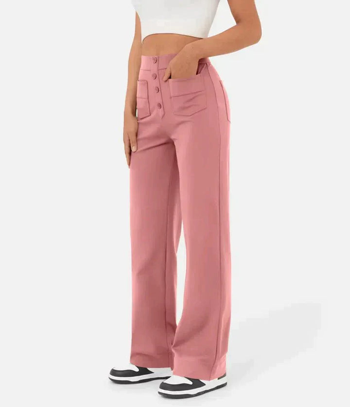 Arlène | Hoch Taillierte Elastisch Lässig Hose für Damen