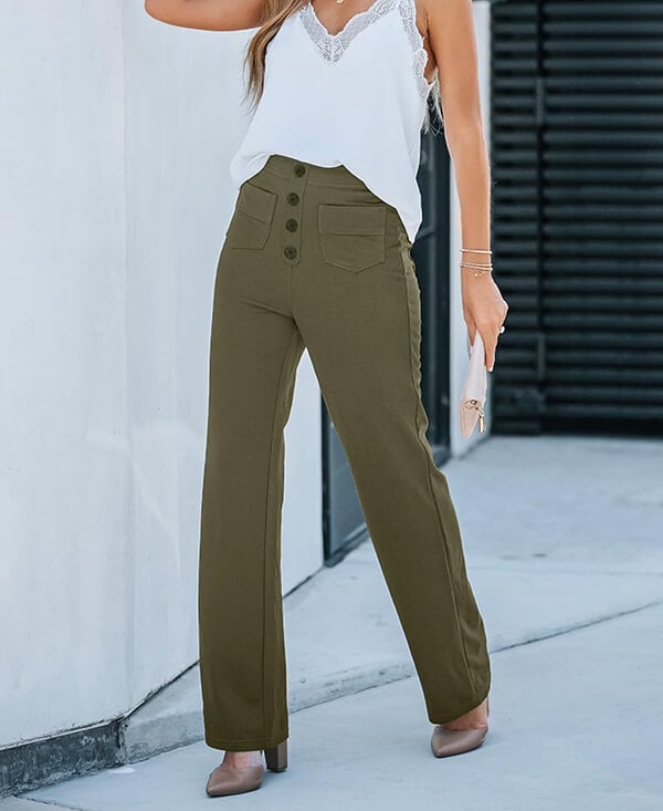 Arlène | Hoch Taillierte Elastisch Lässig Hose für Damen