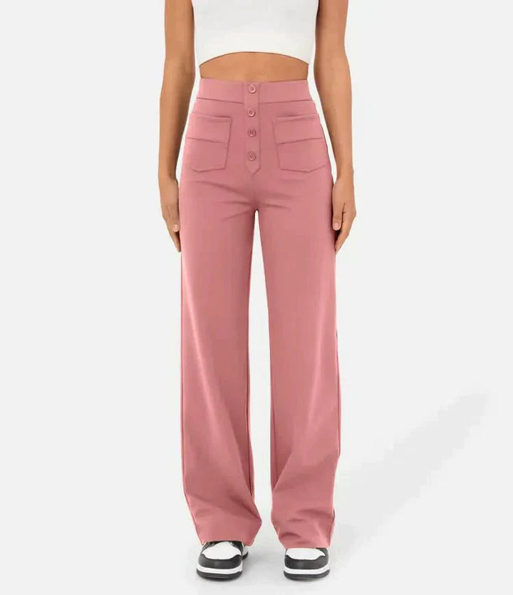 Arlène | Hoch Taillierte Elastisch Lässig Hose für Damen
