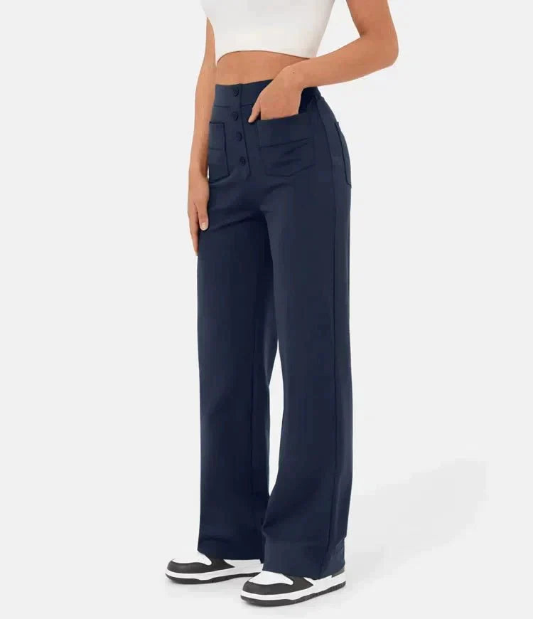 Arlène | Hoch Taillierte Elastisch Lässig Hose für Damen