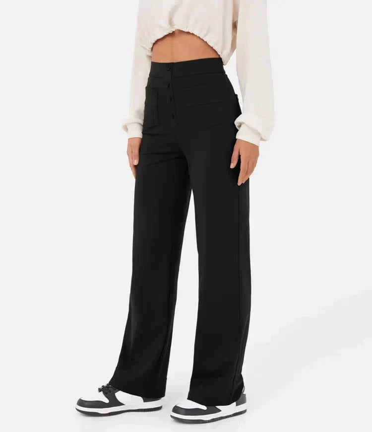 Arlène | Hoch Taillierte Elastisch Lässig Hose für Damen