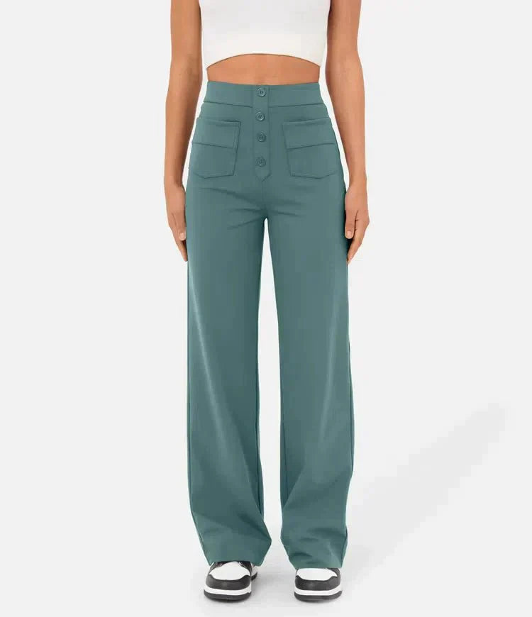 Arlène | Hoch Taillierte Elastisch Lässig Hose für Damen