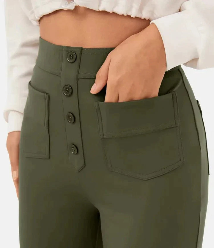 Arlène | Hoch Taillierte Elastisch Lässig Hose für Damen