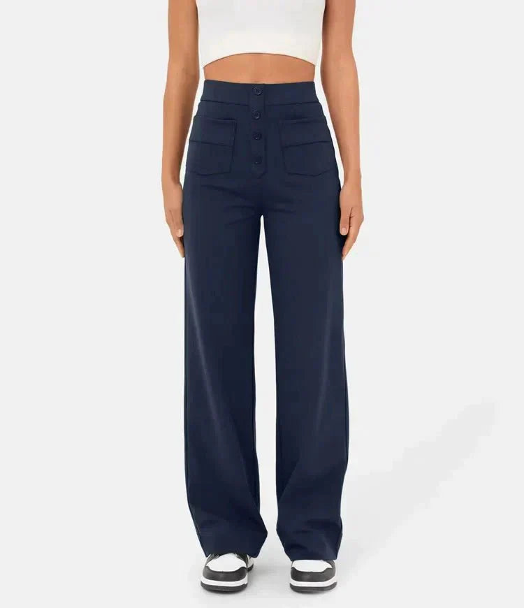 Arlène | Hoch Taillierte Elastisch Lässig Hose für Damen