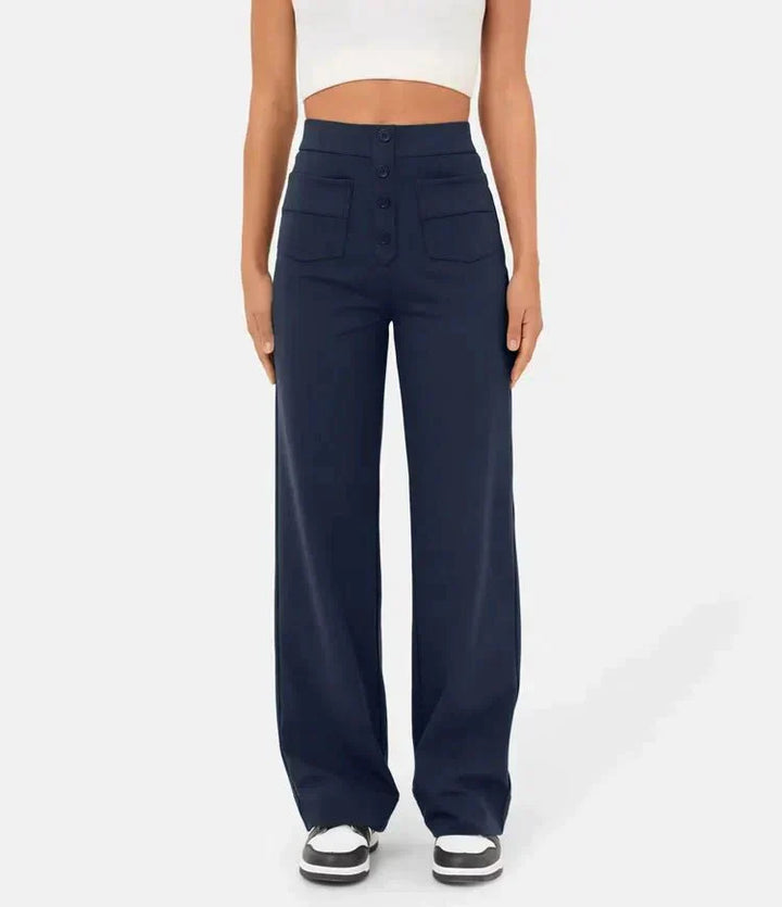 Arlène | Hoch Taillierte Elastisch Lässig Hose für Damen