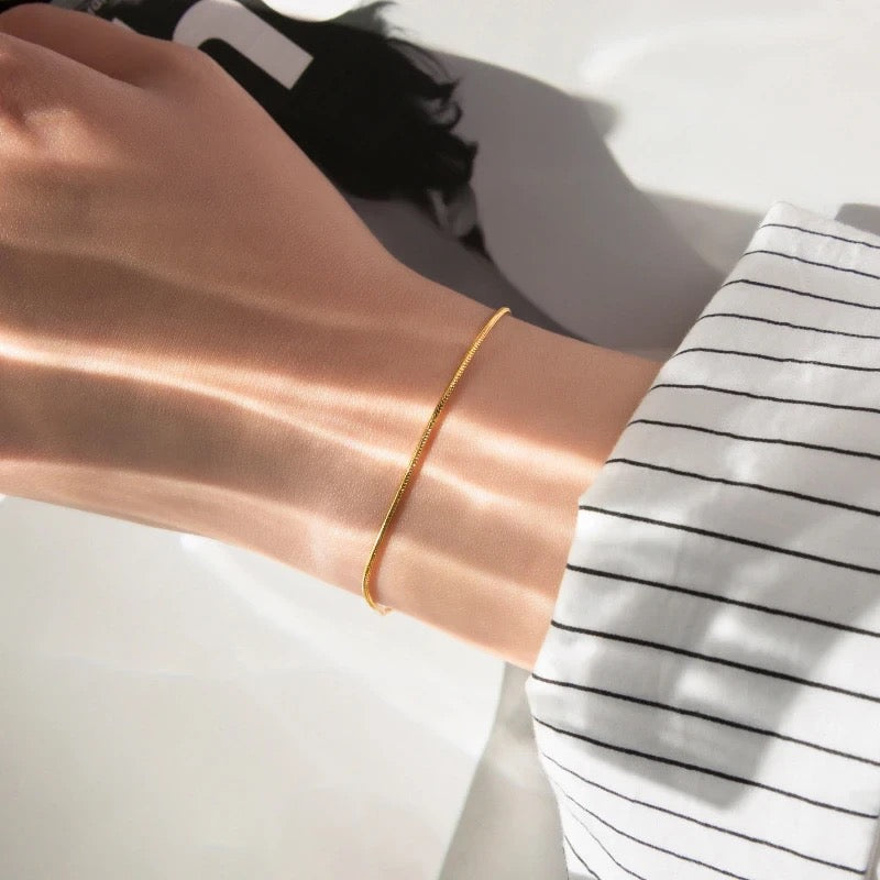 Colette | Minimalistisches Rosévergoldetes Schlangen-Kettenarmband
