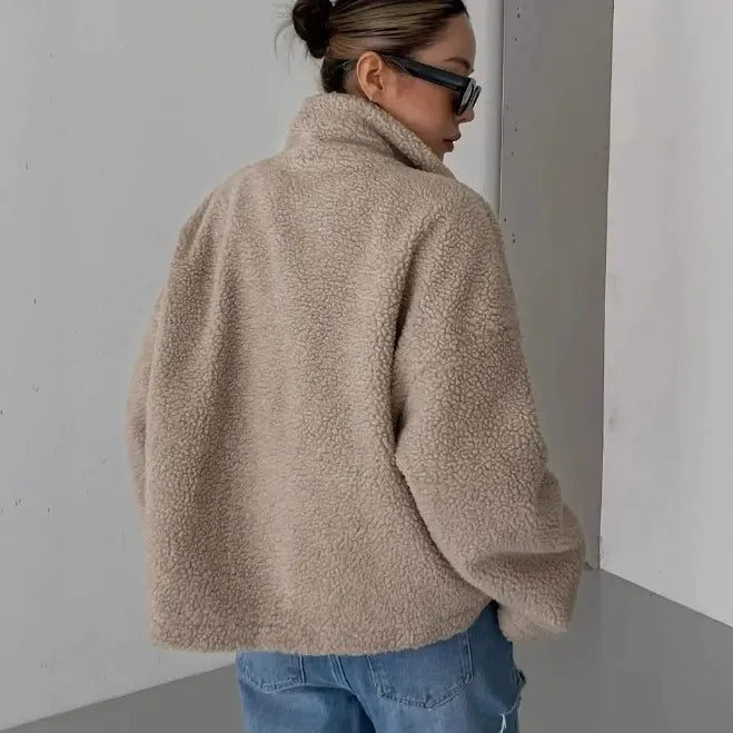 Damen Übergroße Sherpa-Fleecejacke | Gemütlich und Schick