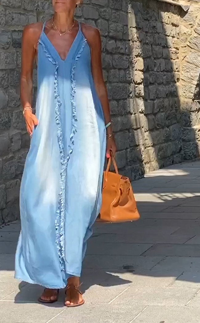 Orelia | Damen Bequemes Denim Trägerkleid