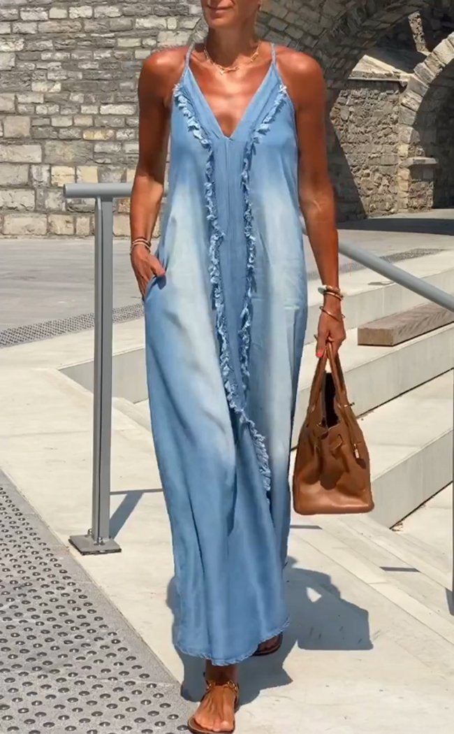 Orelia | Damen Bequemes Denim Trägerkleid
