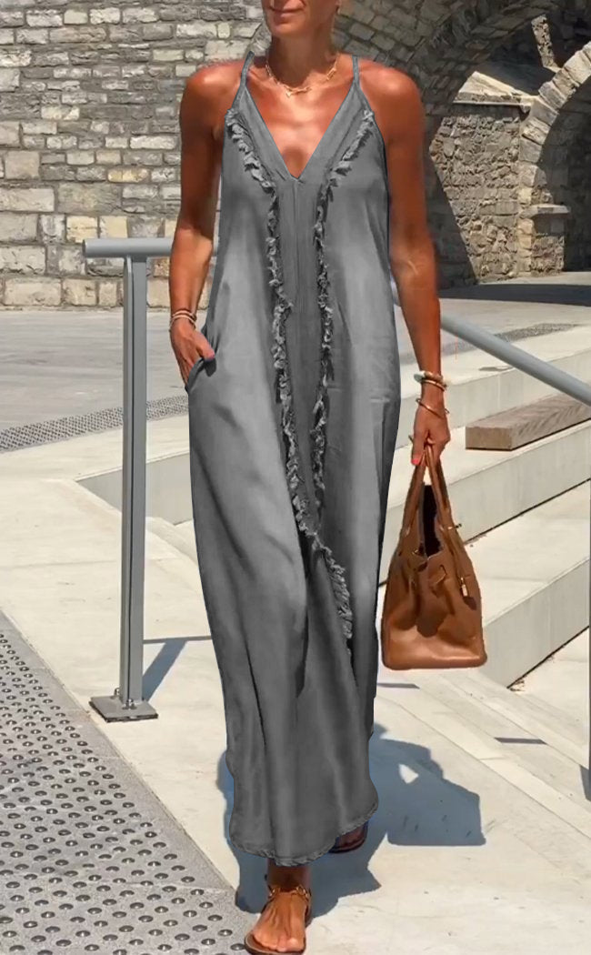 Orelia | Damen Bequemes Denim Trägerkleid