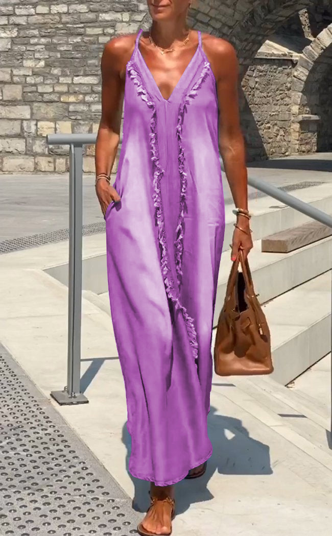 Orelia | Damen Bequemes Denim Trägerkleid