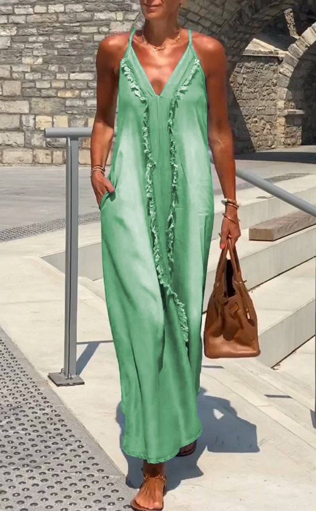 Orelia | Damen Bequemes Denim Trägerkleid