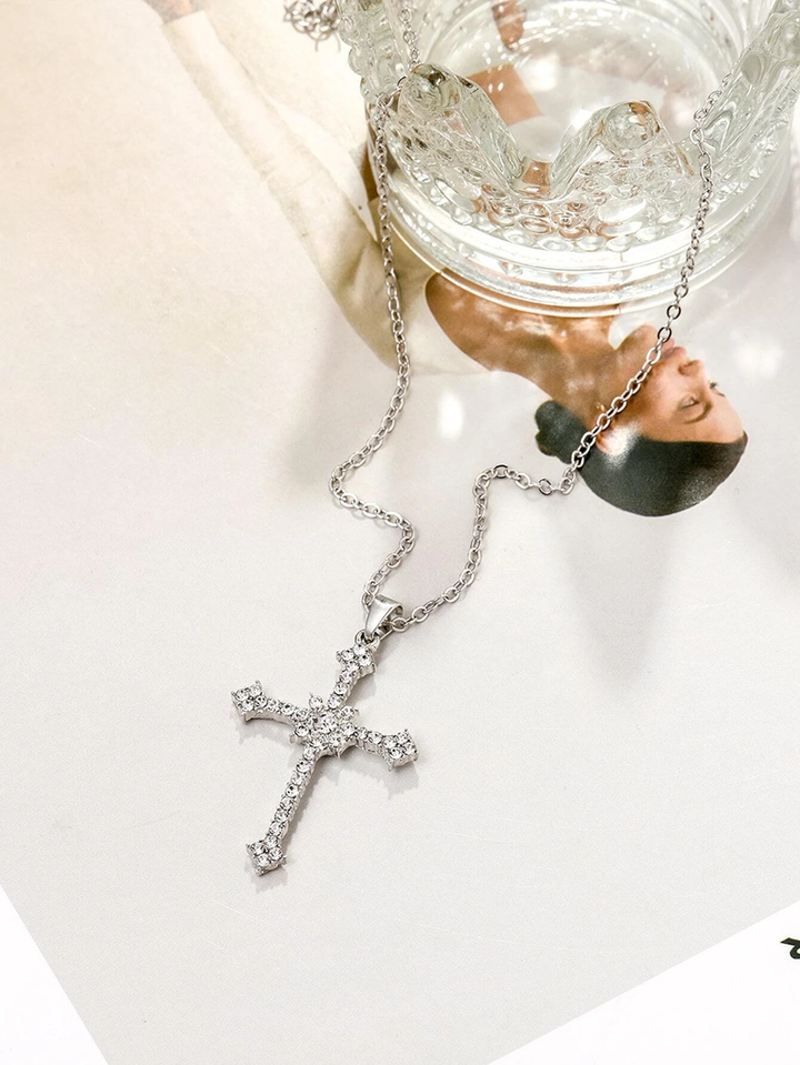 Lily | Luxus Sterling Silber Kreuz Halskette mit Funkelndem Anhänger