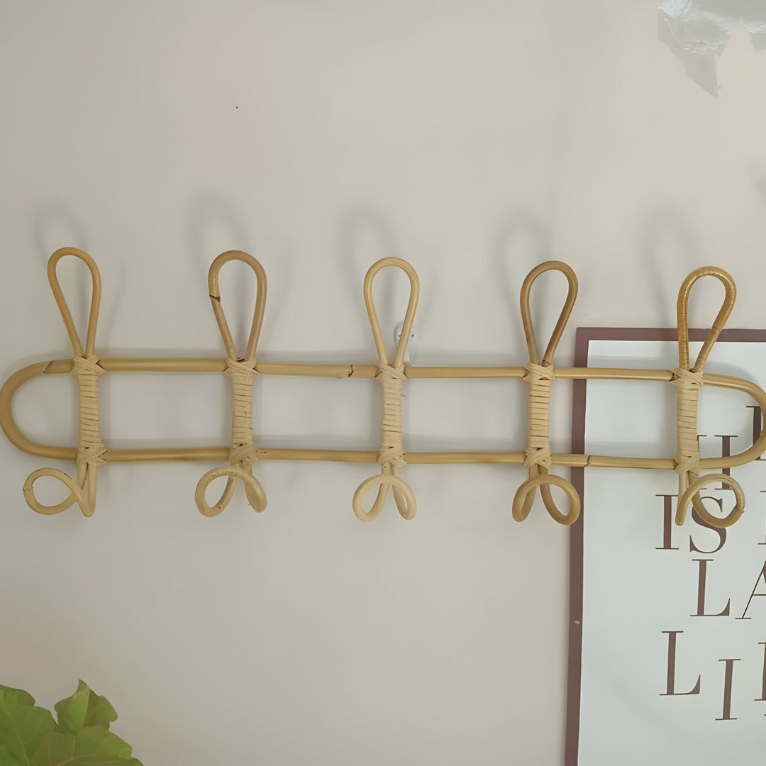 Handgemachter Boho Wandregal - Rattan Kleiderhaken für Kinderzimmer
