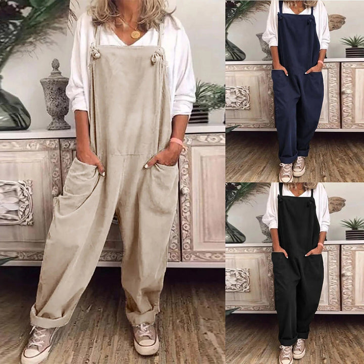 Thalia | Damen Entspannter Passform Baumwollleinen Overall