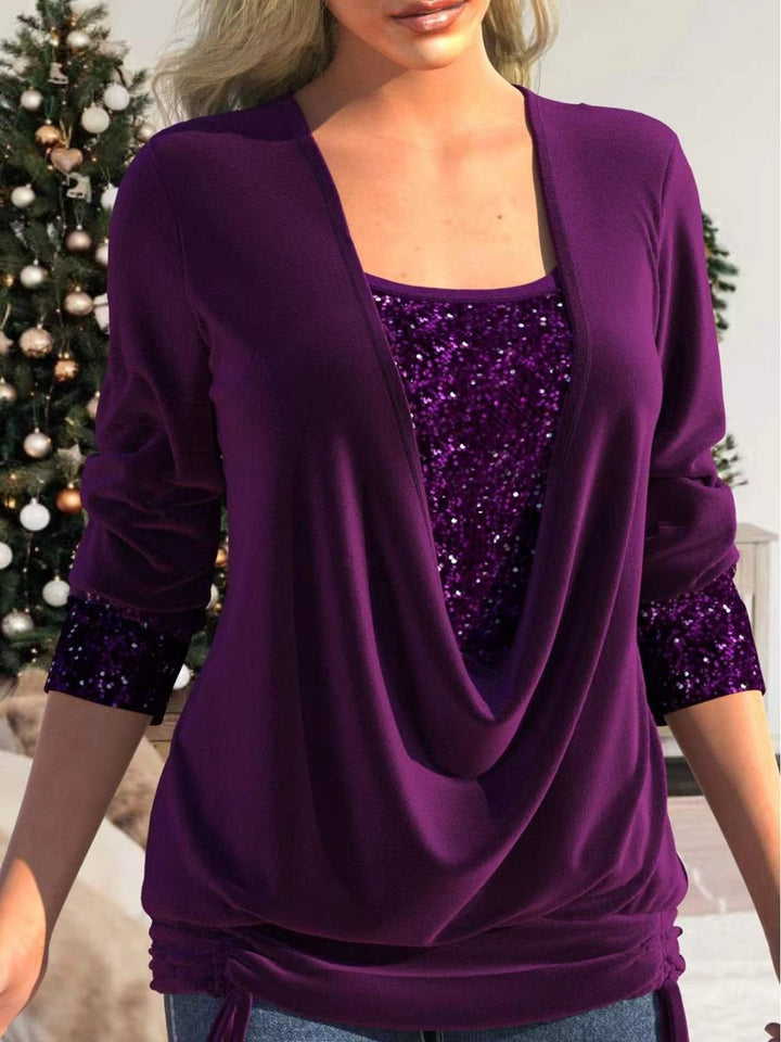 Burgunderfarbene Paillettenbluse für Damen | Elegantes und Schick