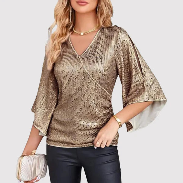 Aristea | Glitzertop Mit Flatterärmeln