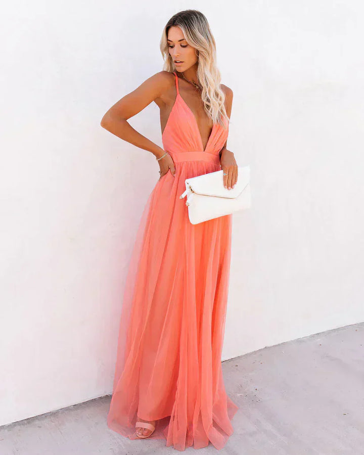 Cyra | Elegantes Ärmelloses Abendkleid in Blütenblatt Staubrosa