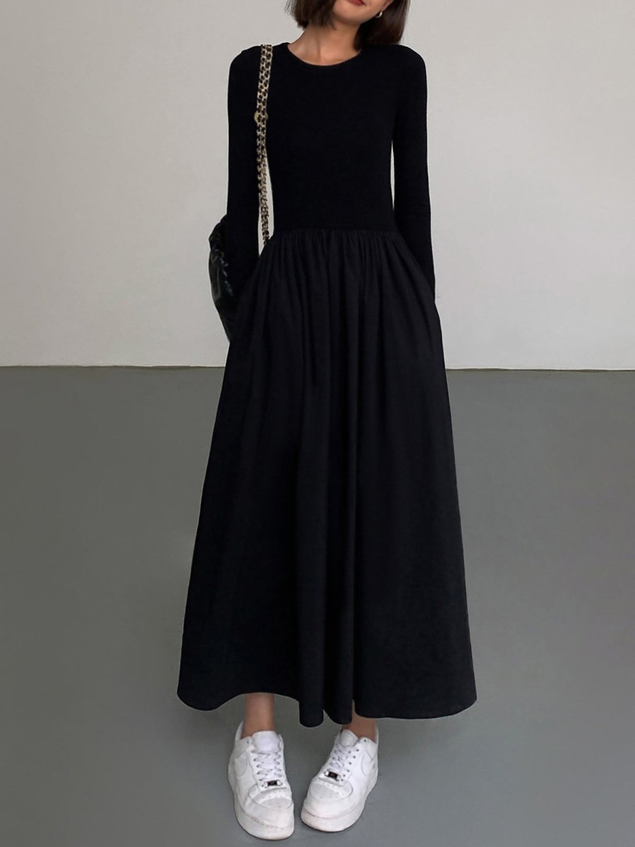Asphira | Lang Ärmel Kleid Mit Taschen Für Frauen