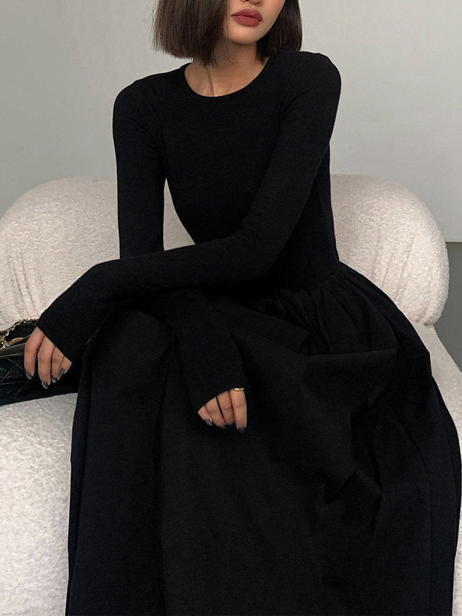 Asphira | Lang Ärmel Kleid Mit Taschen Für Frauen