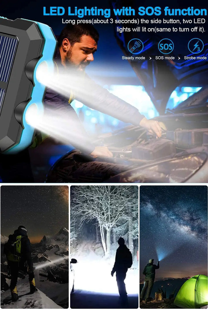 Dean | Pro Solarbetriebene Powerbank mit Eingebaut Taschenlampe