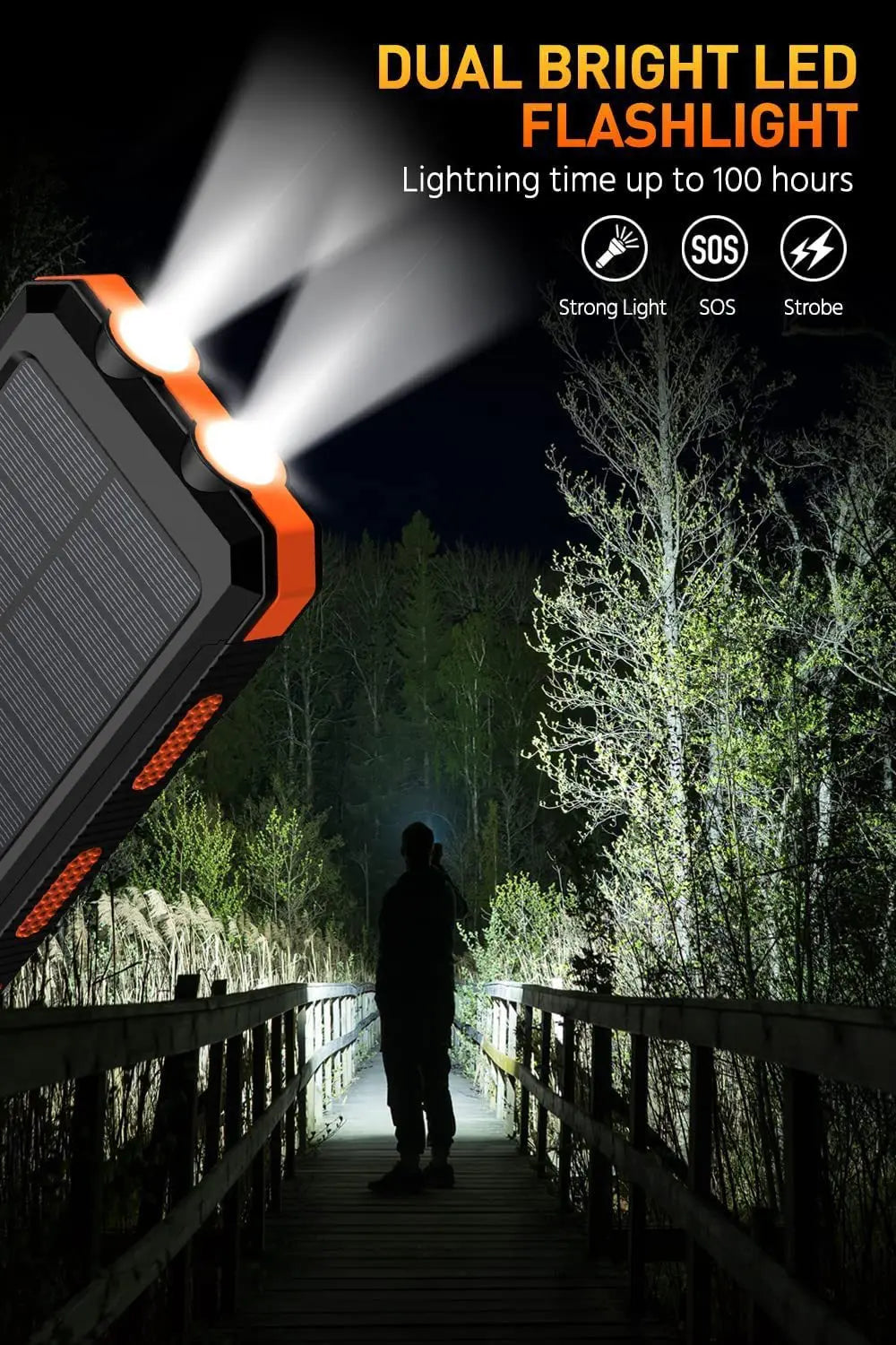 Dean | Pro Solarbetriebene Powerbank mit Eingebaut Taschenlampe