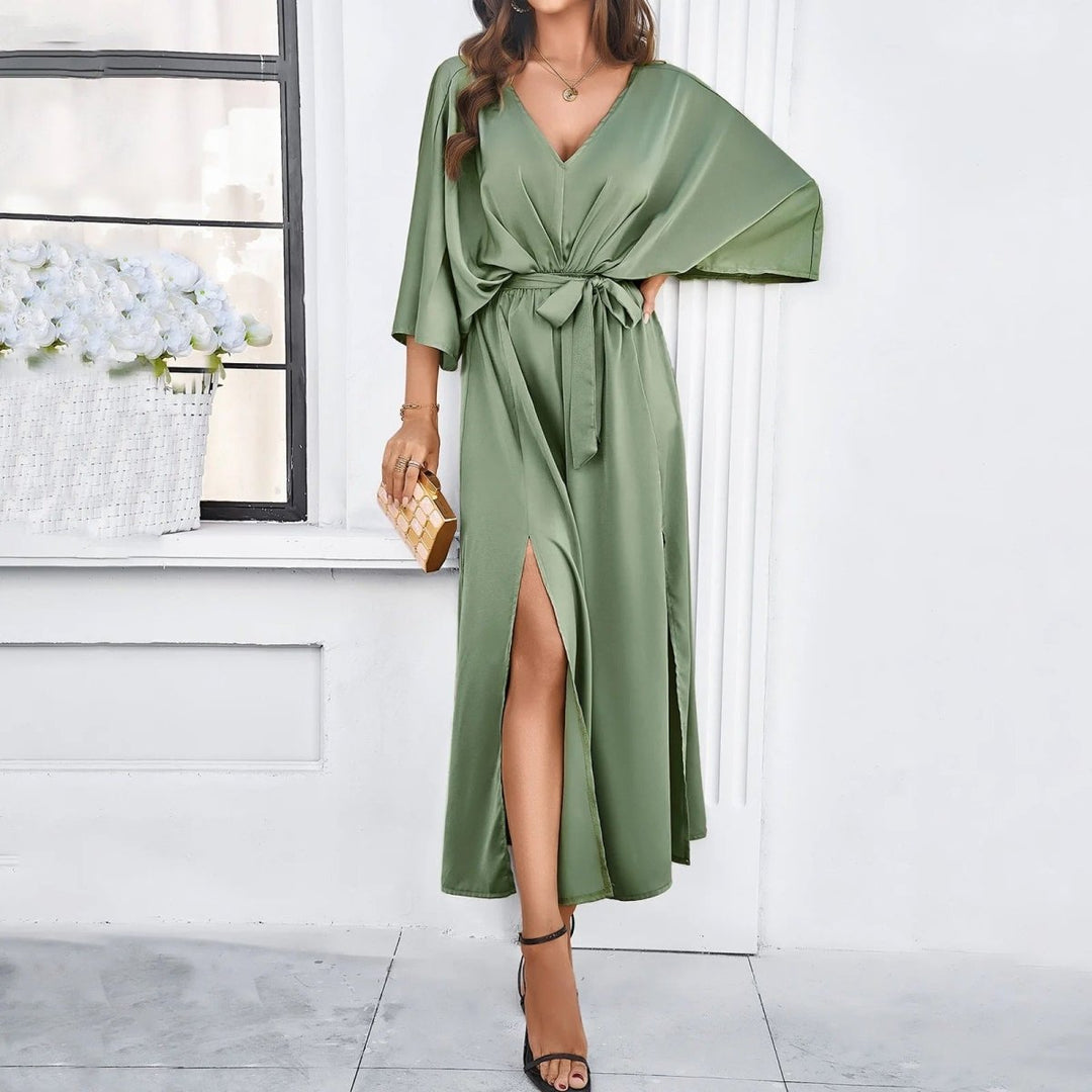 Ilyndra | Frühling Geblümtes V-Ausschnitt-Kleid
