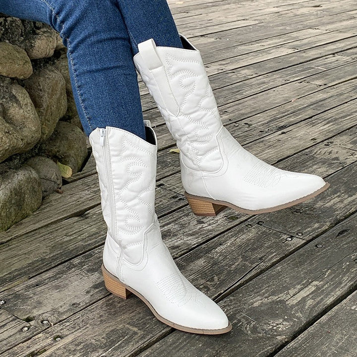Delina | Damen Metallische Cowboy Stiefel