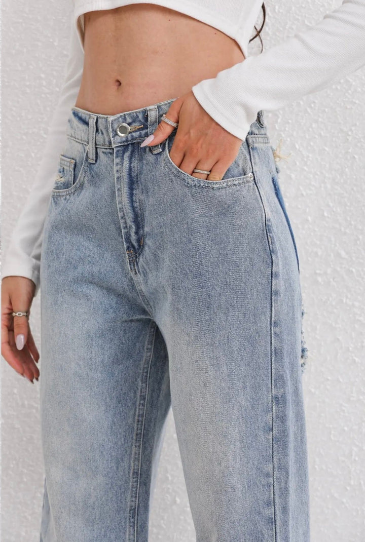 Luma | Damen Elegantes Hoher-Taille Jeans